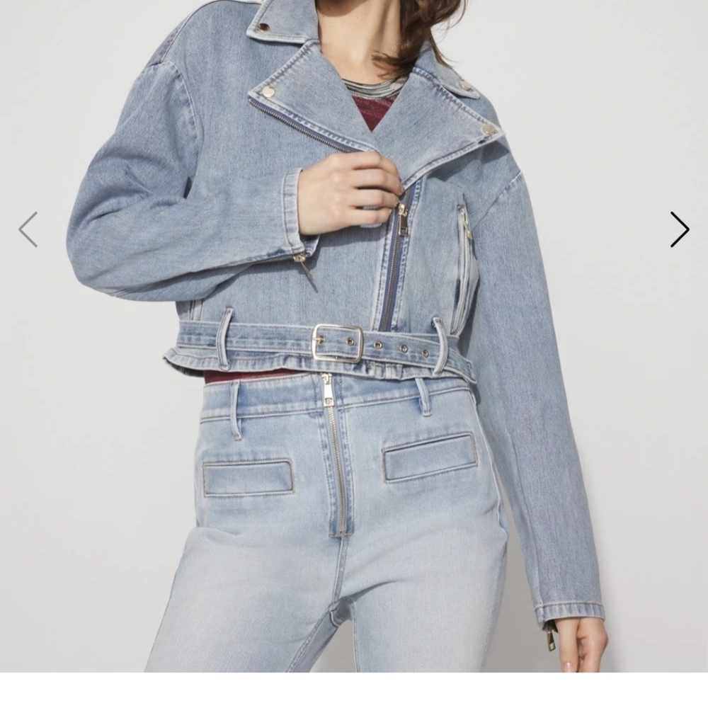 Light Wash Denim Moto Jacket